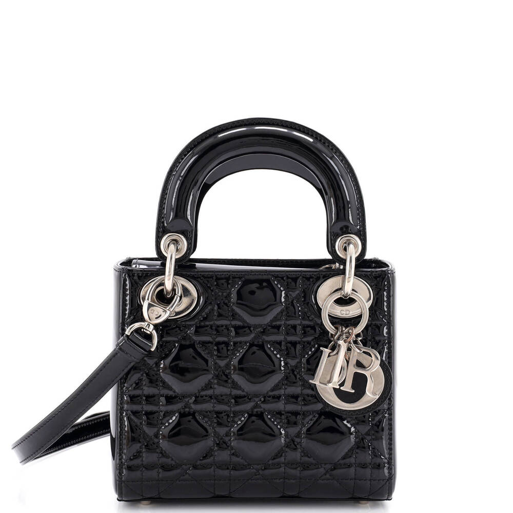 Christian Dior Mini Lady Dior Bag Cannage Quilt Patent